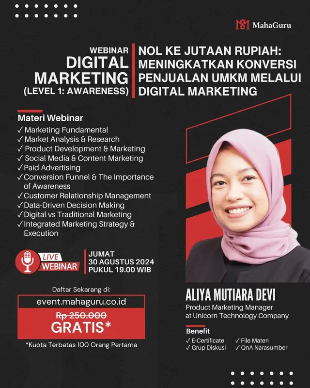 Webinar Aliya Mutiara Devi Nol Ke Jutaan Rupiah Meningkatkan